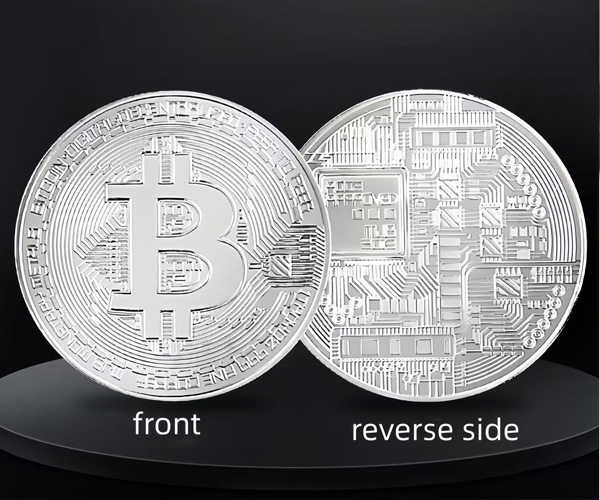 Moneda Bitcoin Plateado 4