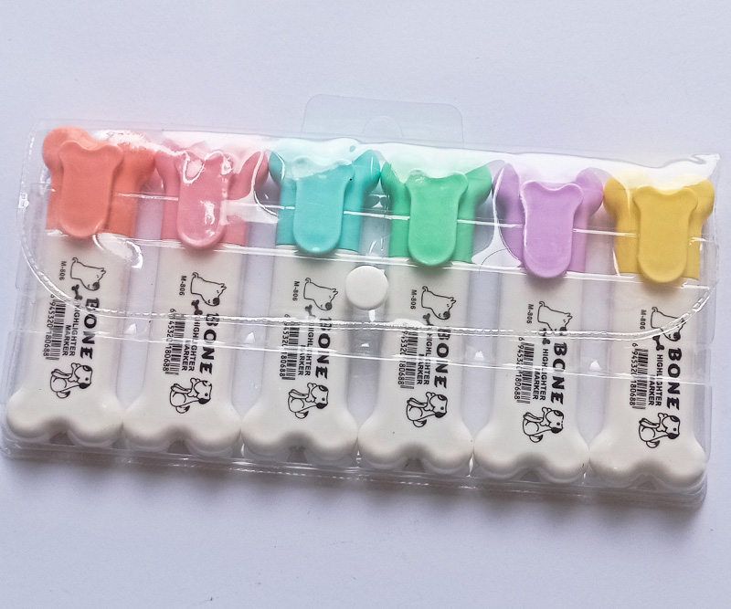 Resaltadores Huesito de Perro – Pack de 6 unidades