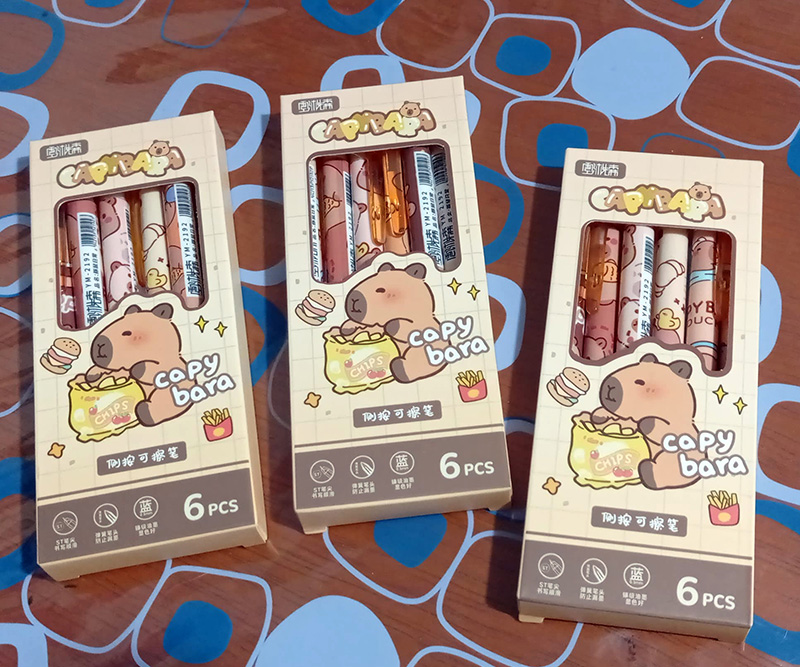 Lapiceros Borrables Capibara Caja x 6 unidades
