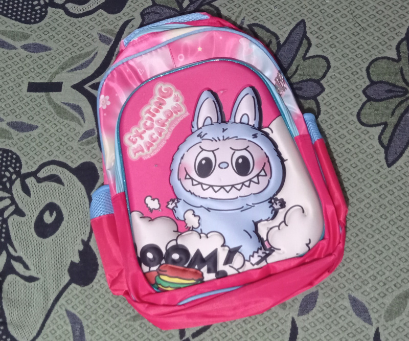 Mochila Labubu Luces Led Rosado